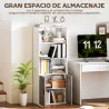 Estantería para Libros Estrecha Librería con Puertas Estantes Abiertos y Armario 60x30x149,5 cm Blanco y Marrón - Ogal.Es