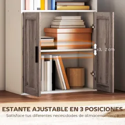 Estantería para Libros Estrecha Librería con Puertas Estantes Abiertos y Armario 60x30x149,5 cm Blanco y Marrón - Ogal.Es