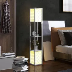 Lámpara de Pie Moderna con Estantes Pantallas de Malla e Interruptor de Cadena para Salón Dormitorio 26x26x156 c... - Ogal.Es