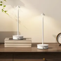Juego de 2 Lámparas de Mesa LED Recargables con USB y Control Táctil y Luz Regulable Ø10x30 cm Blanco - Ogal.Es