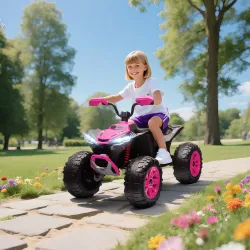 Quad Eléctrico para Niños de 3-8 Años 24V con 2 Motores Velocidad hasta 6,5 km/h Ruedas con Suspensión Rosa - Ogal.Es