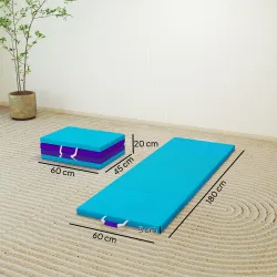 Colchoneta Gimnasia Plegable de 2 Pulgadas de Grosor con Asas de Transporte y Bolsa para Yoga Aeróbic Azul - Ogal.Es