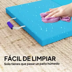 Colchoneta Gimnasia Plegable de 2 Pulgadas de Grosor con Asas de Transporte y Bolsa para Yoga Aeróbic Azul - Ogal.Es