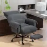 Silla de Escritorio con Reposapiés Respaldo Reclinable y Alto Asiento y Reposabrazos Anchos Acolchado Grueso Gri... - Ogal.Es