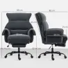 Silla de Escritorio con Reposapiés Respaldo Reclinable y Alto Asiento y Reposabrazos Anchos Acolchado Grueso Gri... - Ogal.Es