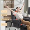 Silla de Escritorio con Reposapiés Respaldo Reclinable y Alto Asiento y Reposabrazos Anchos Acolchado Grueso Gri... - Ogal.Es