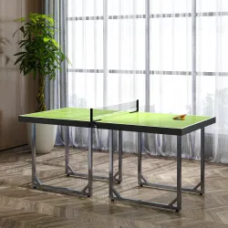 Mesa de Ping-Pong Plegable con Red y Marco de Acero Fácil de Transportar para Interior 182x91x76 cm Verde - Ogal.Es