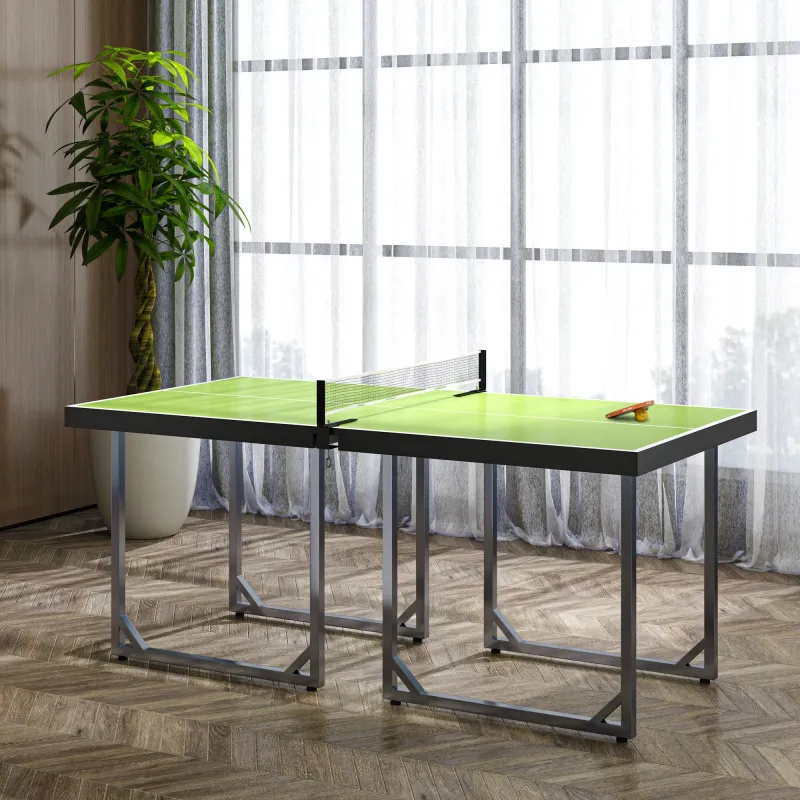 Mesa de Ping-Pong Plegable con Red y Marco de Acero Fácil de Transportar para Interior 182x91x76 cm Verde - Ogal.Es