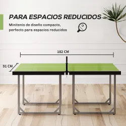Mesa de Ping-Pong Plegable con Red y Marco de Acero Fácil de Transportar para Interior 182x91x76 cm Verde - Ogal.Es