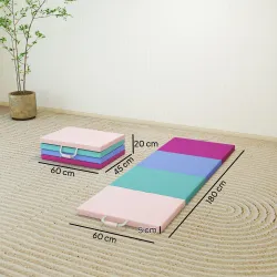 Colchoneta Gimnasia Plegable de 2 Pulgadas de Grosor con Asas de Transporte y Bolsa para Yoga Aeróbic Multicolor - Ogal.Es