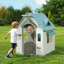 Casita Infantil Exterior e Interior 5 en 1 con Lanzamiento de Aros Baloncesto Fútbol Dardos para Niños +2 Años B... - Ogal.Es