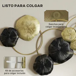 Decoración de Pared de Metal con Forma de Hoja de Loto Escultura de Pared para Decoración Hogar 84x35 cm Dorado ... - Ogal.Es