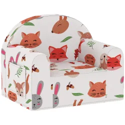 Sillón Infantil con Estampado de Zorros Sofá para Niños de 18-36 Meses con Funda Extraíble y Bolsillo 54x40x43 c... - Ogal.Es