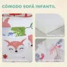 Sillón Infantil con Estampado de Zorros Sofá para Niños de 18-36 Meses con Funda Extraíble y Bolsillo 54x40x43 c... - Ogal.Es