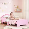 Cama Infantil 70x140 cm con Barrera Anticaídas y Somier Cabecero en Forma de Nube Rosa - Ogal.Es