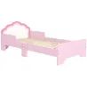 Cama Infantil 70x140 cm con Barrera Anticaídas y Somier Cabecero en Forma de Nube Rosa - Ogal.Es