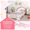 Cama Infantil 70x140 cm con Barrera Anticaídas y Somier Cabecero en Forma de Nube Rosa - Ogal.Es