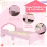 Cama Infantil 70x140 cm con Barrera Anticaídas y Somier Cabecero en Forma de Nube Rosa - Ogal.Es