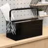 Caja de Herramientas Metálica Plegable con 5 Bandejas y Asa para Taller Garaje 45x20x34,5 cm Negro - Ogal.Es