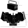 Caja de Herramientas Metálica Plegable con 5 Bandejas y Asa para Taller Garaje 45x20x34,5 cm Negro - Ogal.Es