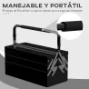 Caja de Herramientas Metálica Plegable con 5 Bandejas y Asa para Taller Garaje 45x20x34,5 cm Negro - Ogal.Es