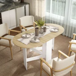 Mesa de Cocina Plegable con Alas Abatibles Mesa de Cocina Plegable de Forma Ovalada Estilo Moderno 163x80x75 cm ... - Ogal.Es