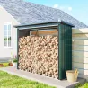 Casetilla para Leña de Acero Galvanizado con Base Elevada y Techo Inclinado 213x66,5x150 cm Verde - Ogal.Es