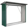 Casetilla para Leña de Acero Galvanizado con Base Elevada y Techo Inclinado 213x66,5x150 cm Verde - Ogal.Es