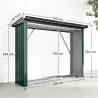 Casetilla para Leña de Acero Galvanizado con Base Elevada y Techo Inclinado 213x66,5x150 cm Verde - Ogal.Es