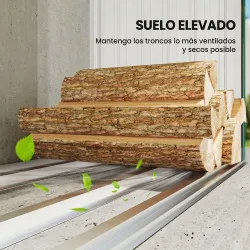 Casetilla para Leña de Acero Galvanizado con Base Elevada y Techo Inclinado 213x66,5x150 cm Verde - Ogal.Es