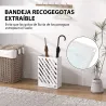 Paragüero de Acero Galvanizado Soporte de Paraguas Estrecho con Bandeja de Goteo Extraíble 4 Ganchos 28x14x41 cm... - Ogal.Es