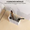 Paragüero de Acero Galvanizado Soporte de Paraguas Estrecho con Bandeja de Goteo Extraíble 4 Ganchos 28x14x41 cm... - Ogal.Es
