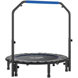 Cama Elástica Plegable Ø114 cm con Mango Ajustable Marco de Acero para Entrenamiento Piernas Cuerpo Azul y Negro - Ogal.Es