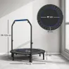 Cama Elástica Plegable Ø114 cm con Mango Ajustable Marco de Acero para Entrenamiento Piernas Cuerpo Azul y Negro - Ogal.Es