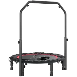 Cama Elástica Plegable Ø102 cm con Mango Ajustable Marco de Acero para Entrenamiento Piernas Cuerpo Rojo y Negro - Ogal.Es