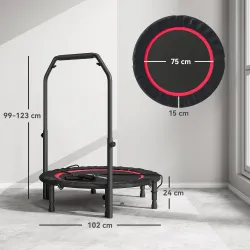 Cama Elástica Plegable Ø102 cm con Mango Ajustable Marco de Acero para Entrenamiento Piernas Cuerpo Rojo y Negro - Ogal.Es