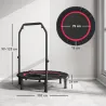 Cama Elástica Plegable Ø102 cm con Mango Ajustable Marco de Acero para Entrenamiento Piernas Cuerpo Rojo y Negro - Ogal.Es