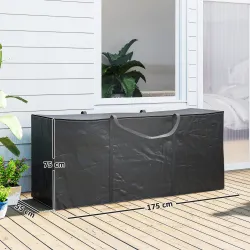 Bolsa de Almacenamiento para Cojines de Jardín Impermeable 720L Oxford Resistente con Asas 125x40x55cm Negro - Ogal.Es