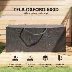 Bolsa de Almacenamiento para Cojines de Jardín Impermeable 720L Oxford Resistente con Asas 125x40x55cm Negro - Ogal.Es