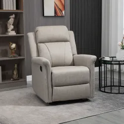 Sillón Relax Reclinable Manual Sillón Relax de Tela con Reposabrazos Reposapiés Acolchado Grueso Gris - Ogal.Es