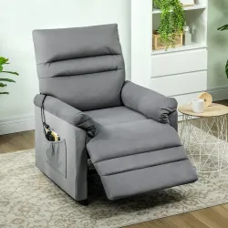 Sillón Relax Reclinable Eléctrico con Calor Lumbar Masaje Vibración Motor Silencioso Función de Memoria Gris - Ogal.Es
