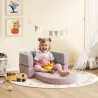 Sofá Infantil Convertible en Cama y Zona de Juego con Cojín de Corona 116x61x14 cm Rosa y Azul Grisáceo - Ogal.Es
