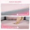 Sofá Infantil Convertible en Cama y Zona de Juego con Cojín de Corona 116x61x14 cm Rosa y Azul Grisáceo - Ogal.Es