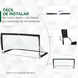 Porterías de Fútbol Plegables para Niños y Adultos con Bolsa de Transporte para Exterior Jardín Entrenamiento Negro - Ogal.Es