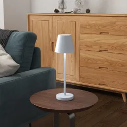Lámpara de Mesita de Noche Inalámbrica con Luces LED Lámpara de Mesa USB-C Recargable 3 Colores Ø11,2x36,5 cm Gris - Ogal.Es