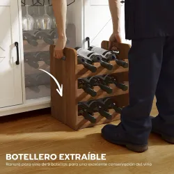 Aparador de Cocina Rústico con Estantes Ajustables y Botellero Mueble Auxiliar para Comedor, Salón 120x37x88 cm ... - Ogal.Es