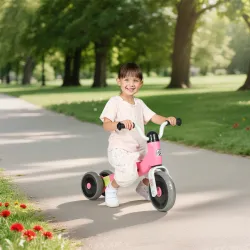 Bicicleta sin Pedales para Niños de 12 a 36 Meses con Ruedas Silenciosas y Manillares con Giro Limitado a 60°, Rosa - Ogal.Es