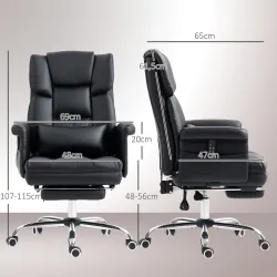 Silla de Oficina con 6 Puntos de Masaje Reposapiés Retráctil Altura Ajustable Control Remoto y Soporte Lumbar Negro - Ogal.Es