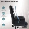 Silla de Oficina con 6 Puntos de Masaje Reposapiés Retráctil Altura Ajustable Control Remoto y Soporte Lumbar Negro - Ogal.Es