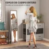 Espejo de Cuerpo Entero 157x37 cm con Marco Bicolor Espejo de Pie Inclinado o Colgante Blanco y Marrón - Ogal.Es